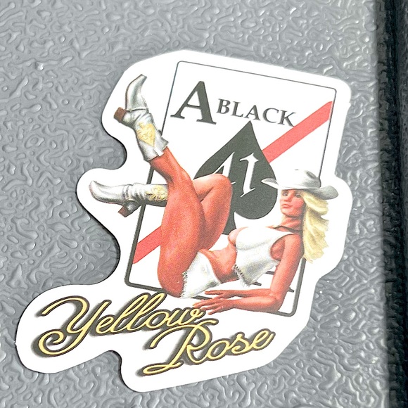 YELLOW ROSE Sexy Pinup Gorgeous Sticker Retro Vintage BomberGirl Ace Pilot - Picture 1 of 4